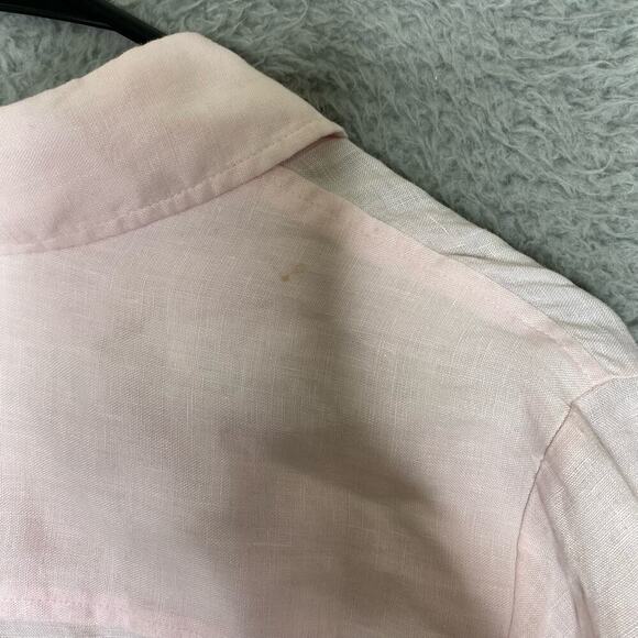 Soft Surroundings 100 linen pink ombre tunic button up tunic long sleeve beach L - Picture 5 of 10